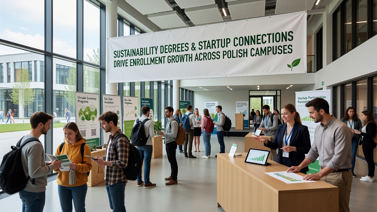 Students collaborating with startup founders on renewable energy prototypes in a Polish university lab